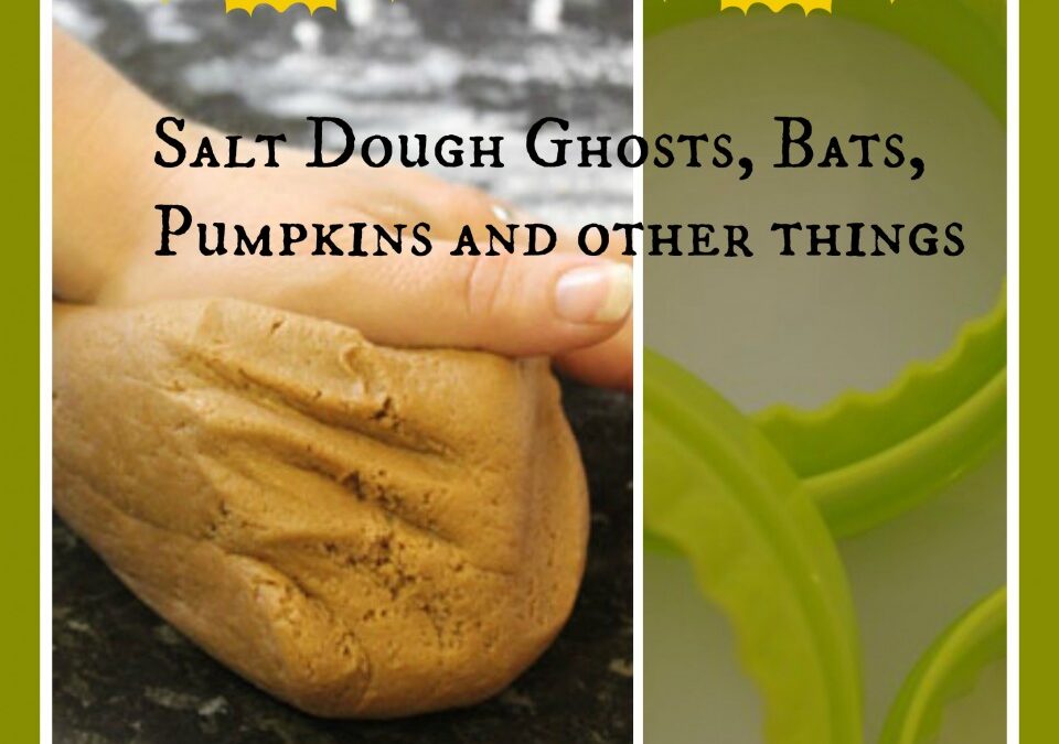 Salt dough Ghosts, bats, pumpkins and other things, halloween crafts, salt dough crafts, cookie cutter crafts