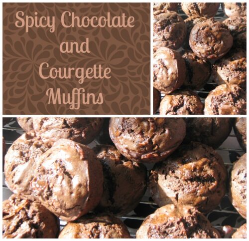 Spicy Chocolate and courgette Muffins, courgette recipes, mjuffin recipes, chocolate recipes