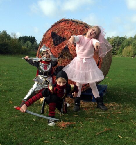 A Ninja, a Knight and a Zombie Bride, dress up, costumes
