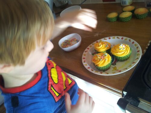 Pudsey bear cupcakes, children in need