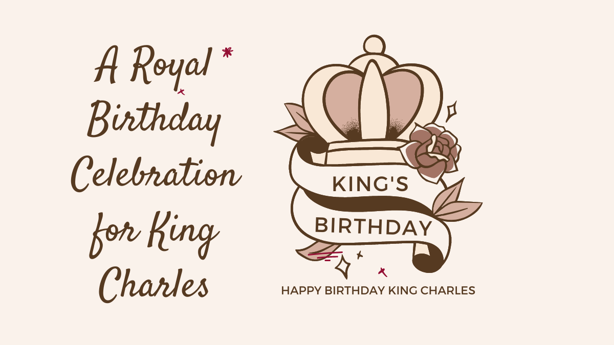 a drawing of a crown and a ribbon with text for a royal birthday